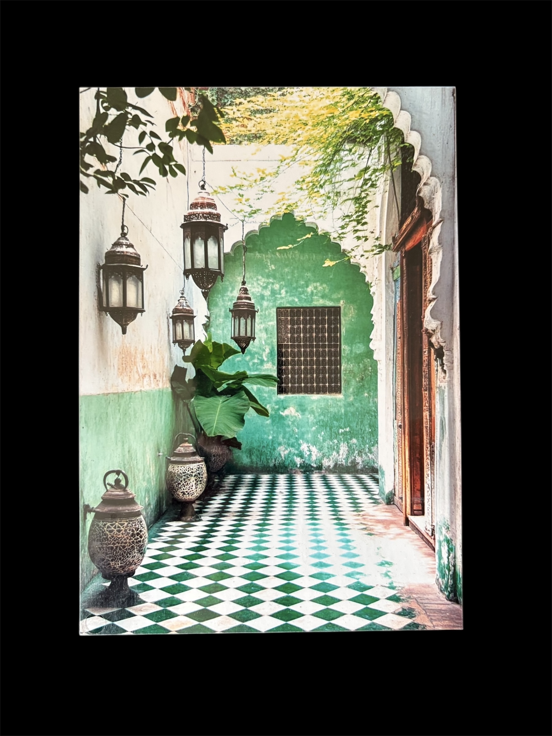 AFFICHE MAROC RIGIDE FOND NOIR PAYSAGE 24x30 - COULOIR VERT