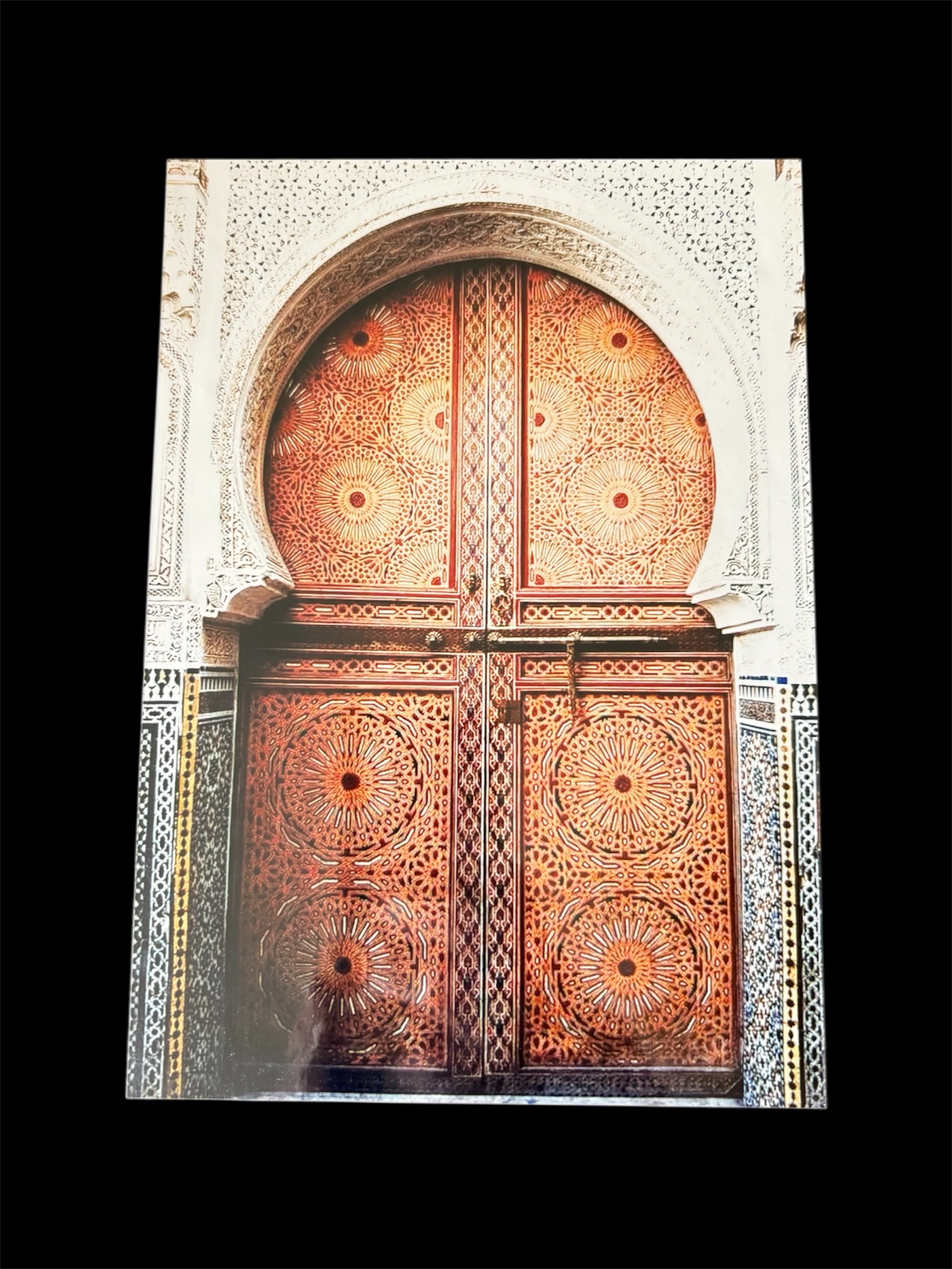 AFFICHE MAROC RIGIDE FOND NOIR PAYSAGE 24x30 - PORTE ORIENTALE