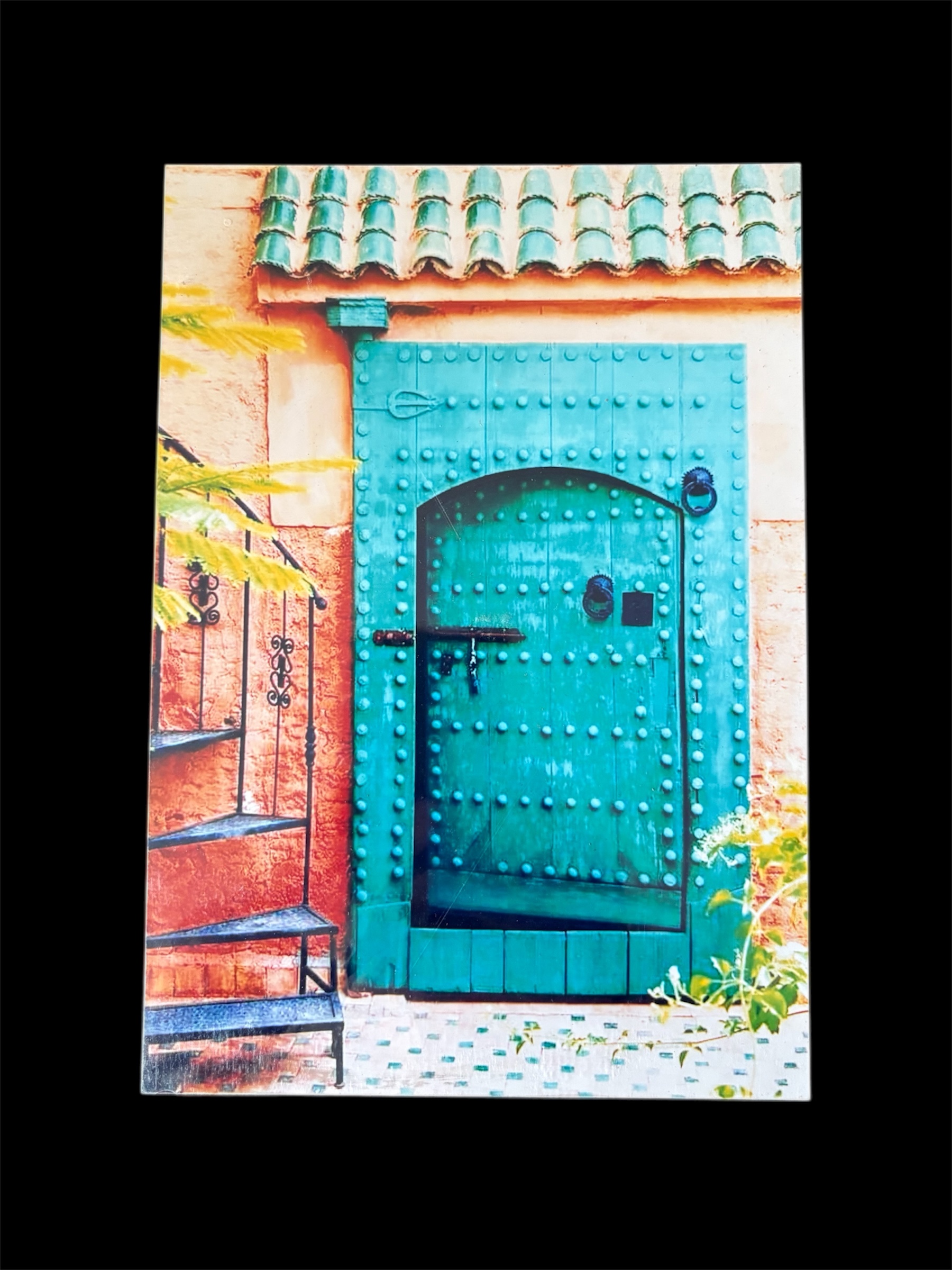 AFFICHE MAROC RIGIDE FOND NOIR PAYSAGE 24x30 - PORTE BLEUE