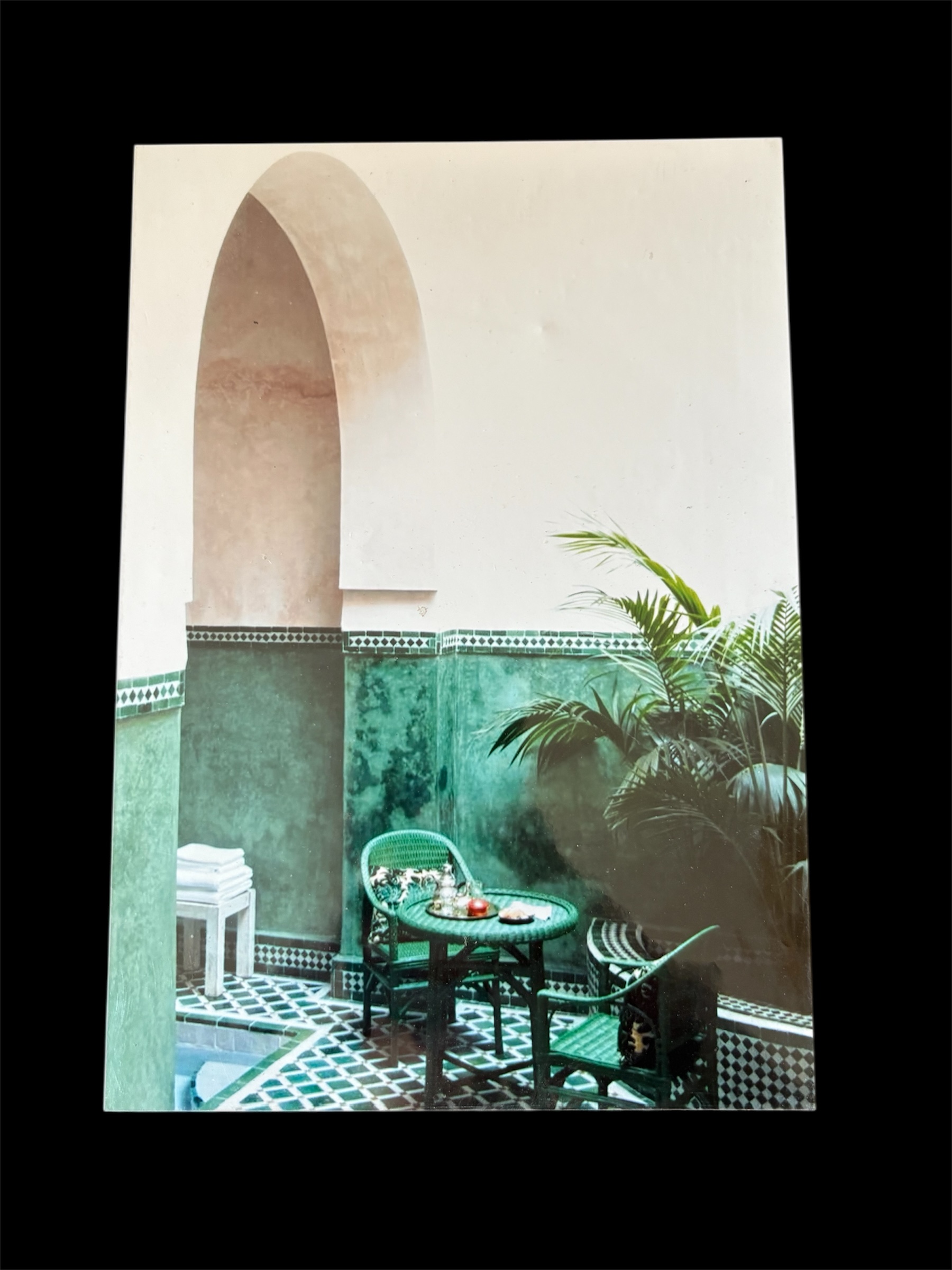 AFFICHE MAROC RIGIDE FOND NOIR PAYSAGE 24x30 - TERRASSE VERTE