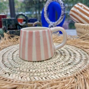 MUG MAROCAIN RAYÉ ROSE FAIT MAIN