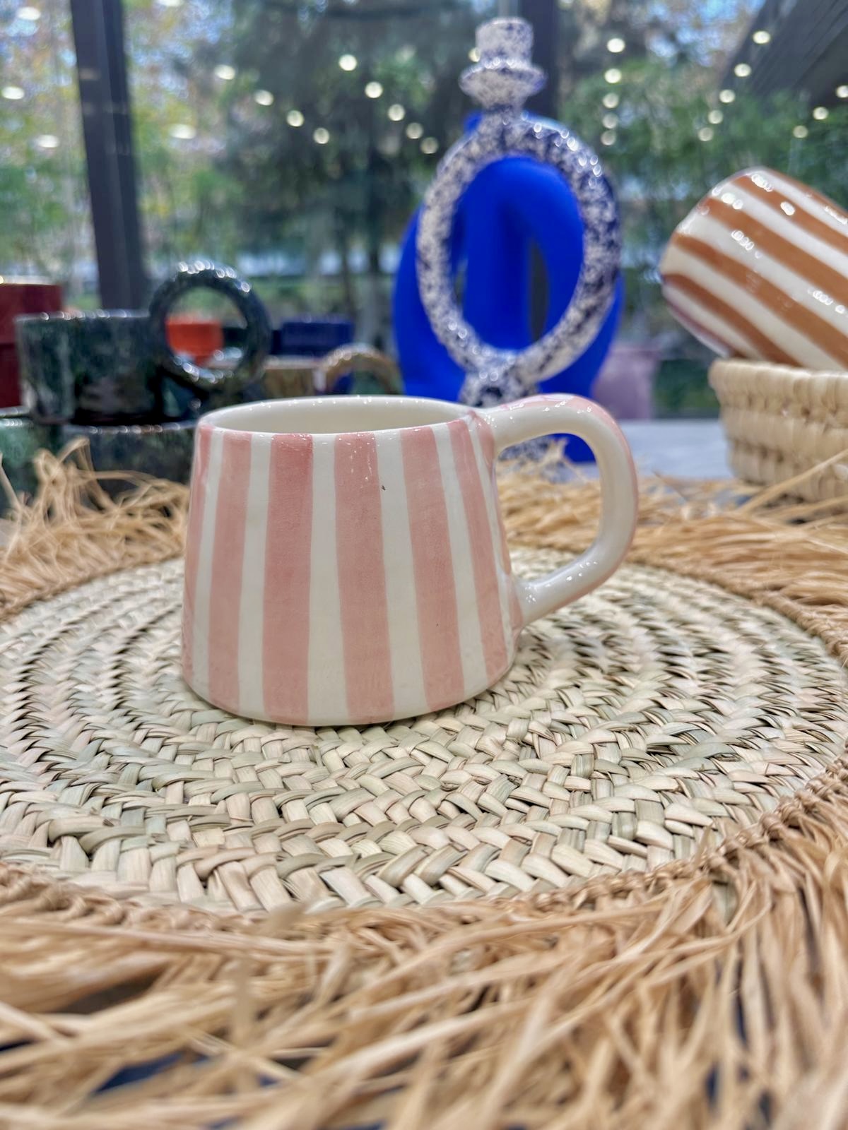 MUG MAROCAIN RAYÉ ROSE FAIT MAIN