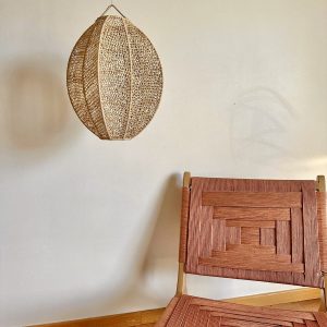 SUSPENSION MAROCAINE EN DENTELLE DE RAPHIA RONDE ALLONGÉ H40