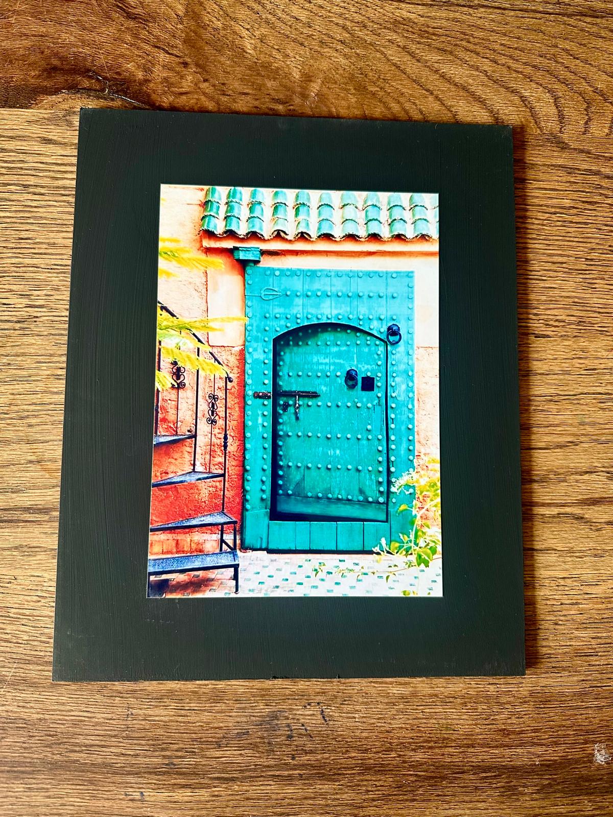 AFFICHE MAROC RIGIDE FOND NOIR PAYSAGE 24x30 - PORTE BLEUE