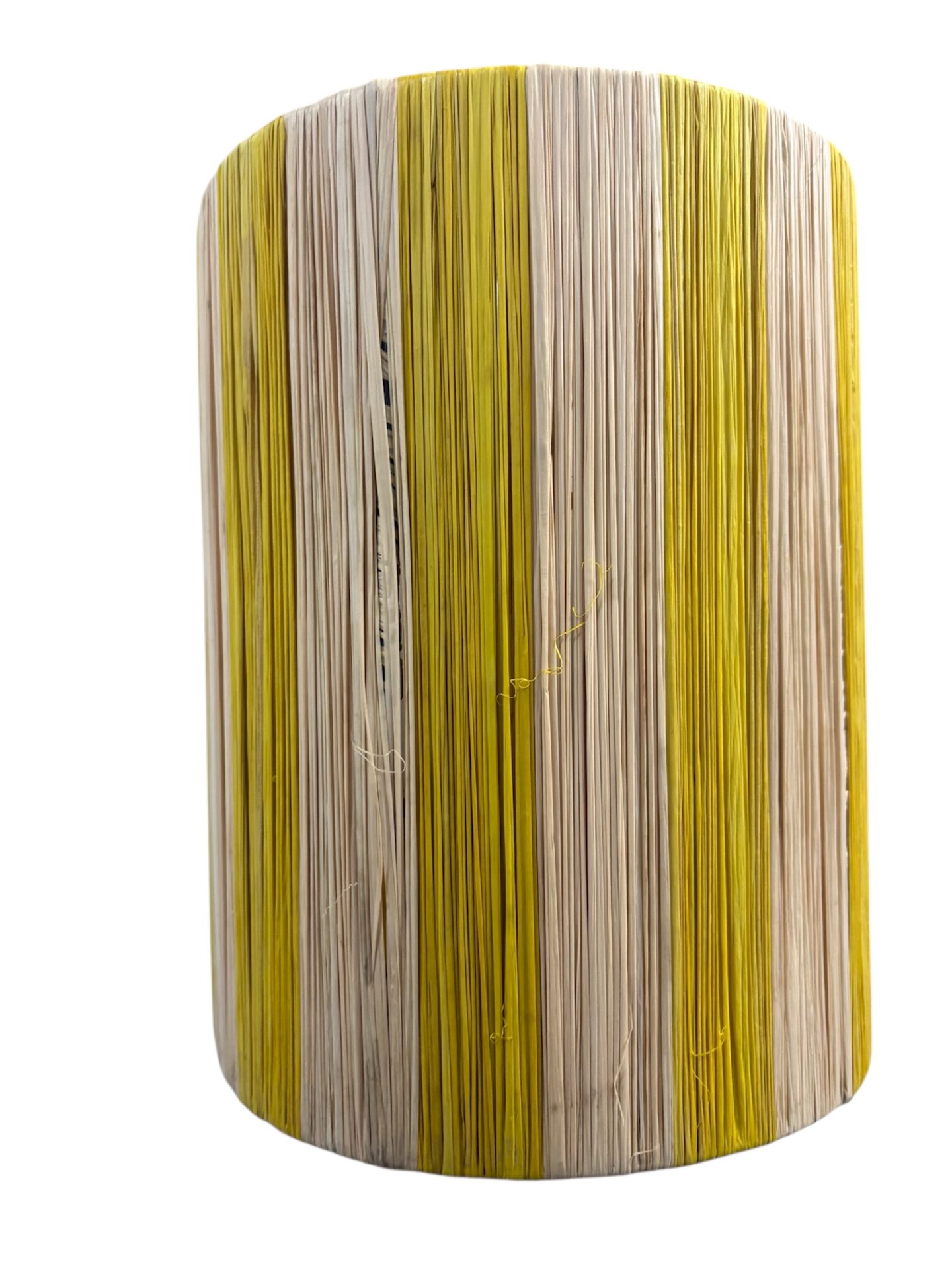 APPLIQUE MURALE MAROCAINE EN RAPHIA RAYÉ JAUNE 25CM