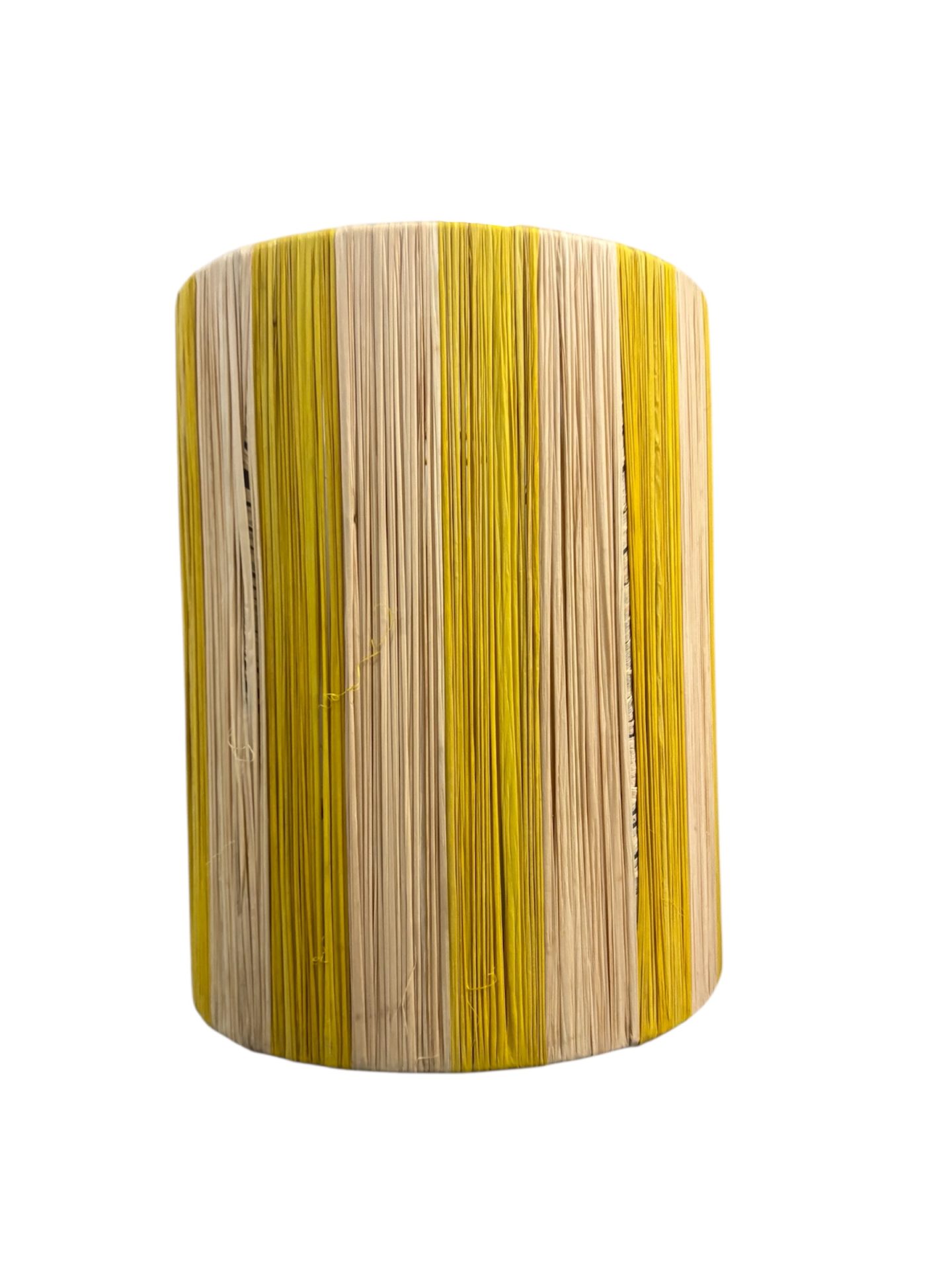 APPLIQUE MURALE MAROCAINE EN RAPHIA RAYÉ JAUNE 25CM