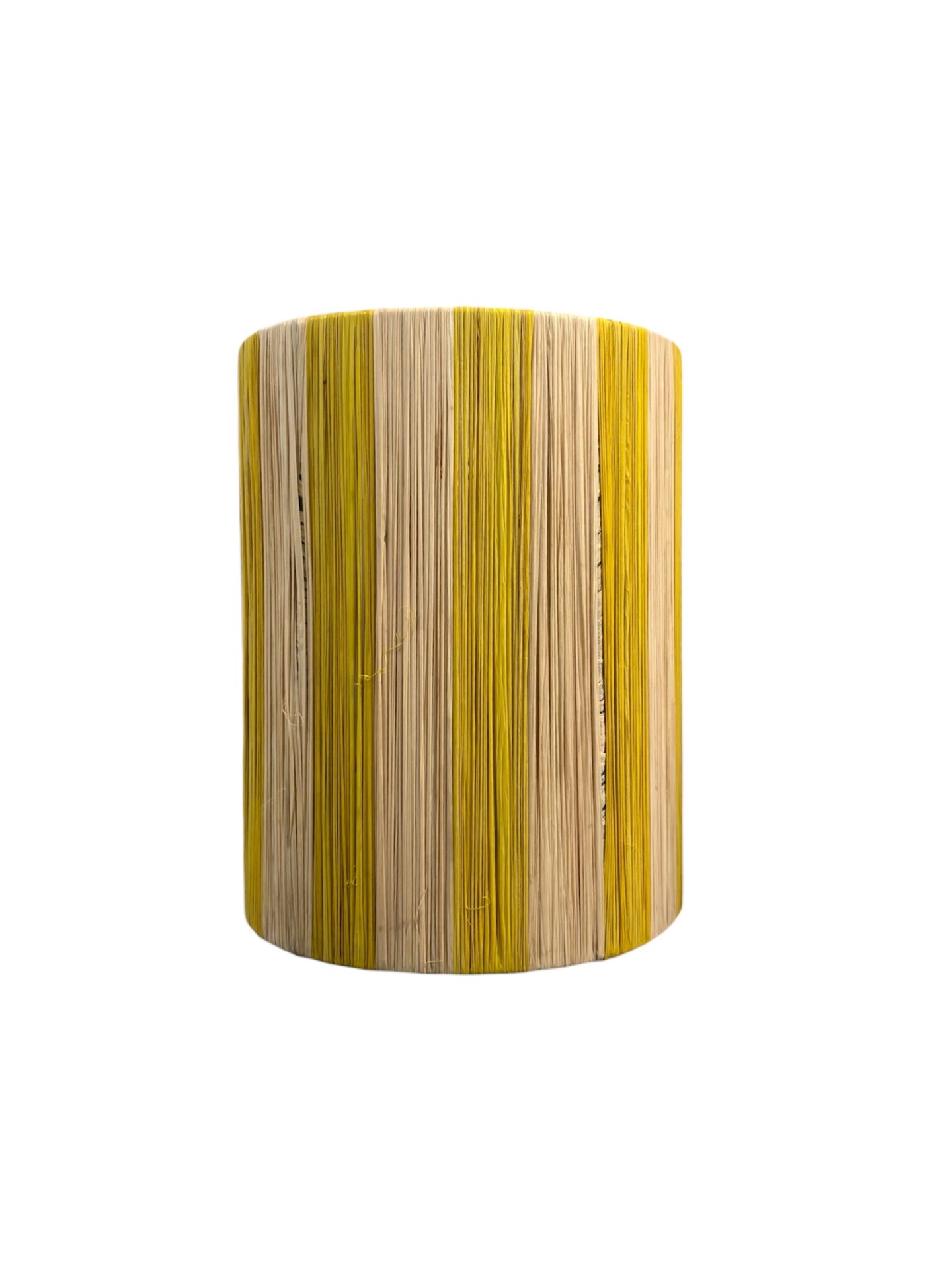 APPLIQUE MURALE MAROCAINE EN RAPHIA RAYÉ JAUNE 25CM