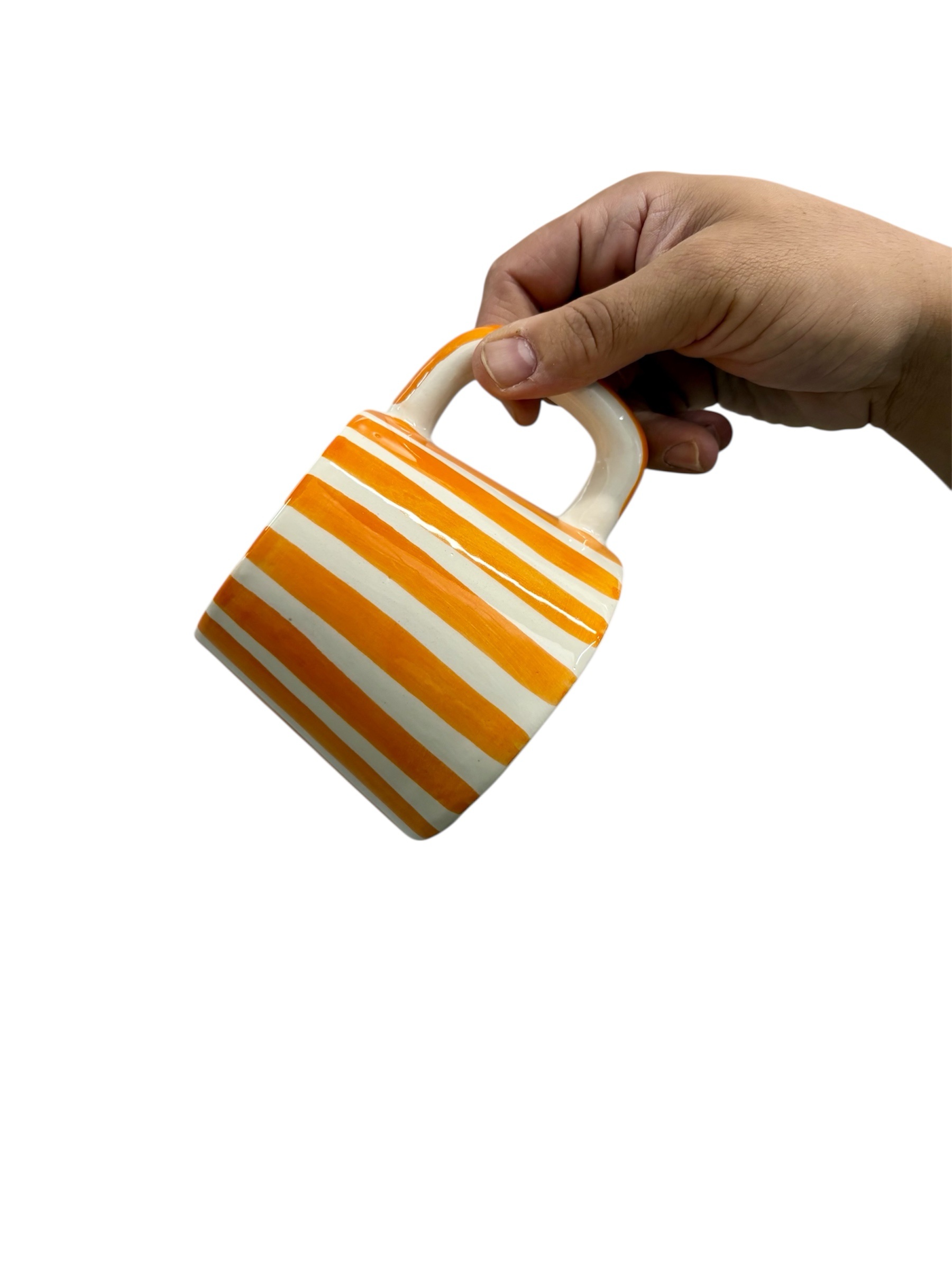 MUG MAROCAIN RAYÉ ORANGE FAIT MAIN