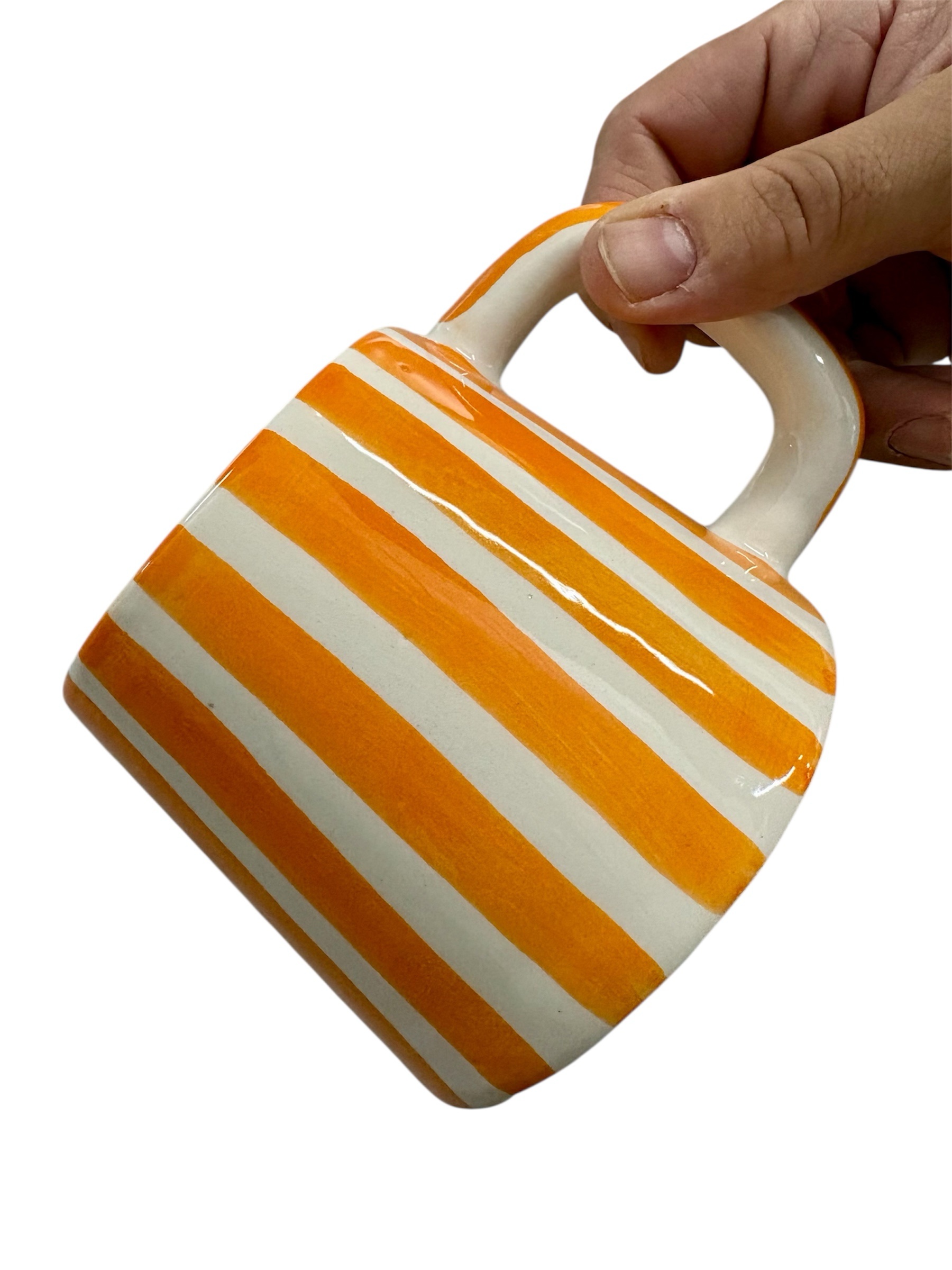 MUG MAROCAIN RAYÉ ORANGE FAIT MAIN – Image 2