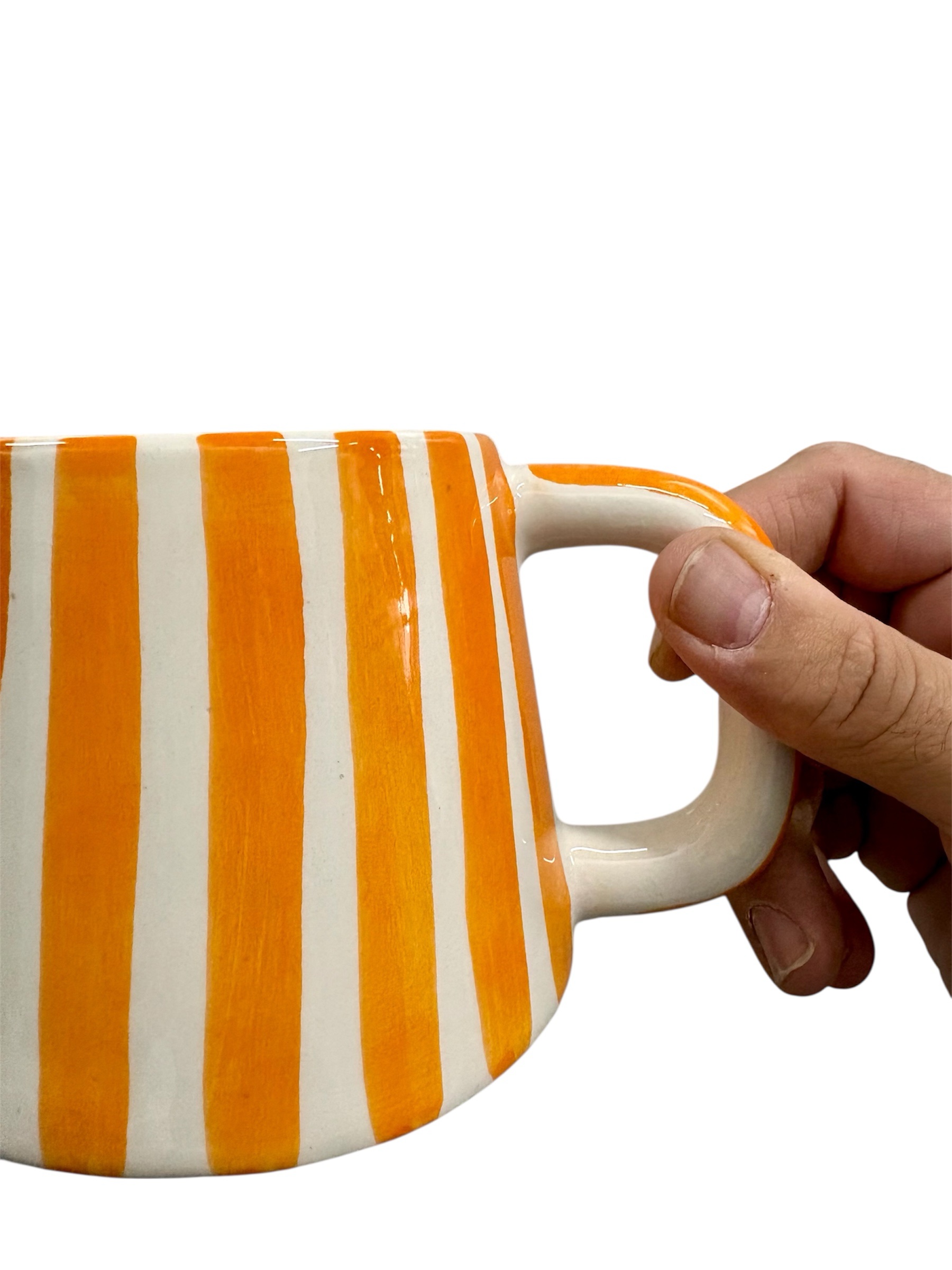 MUG MAROCAIN RAYÉ ORANGE FAIT MAIN – Image 3