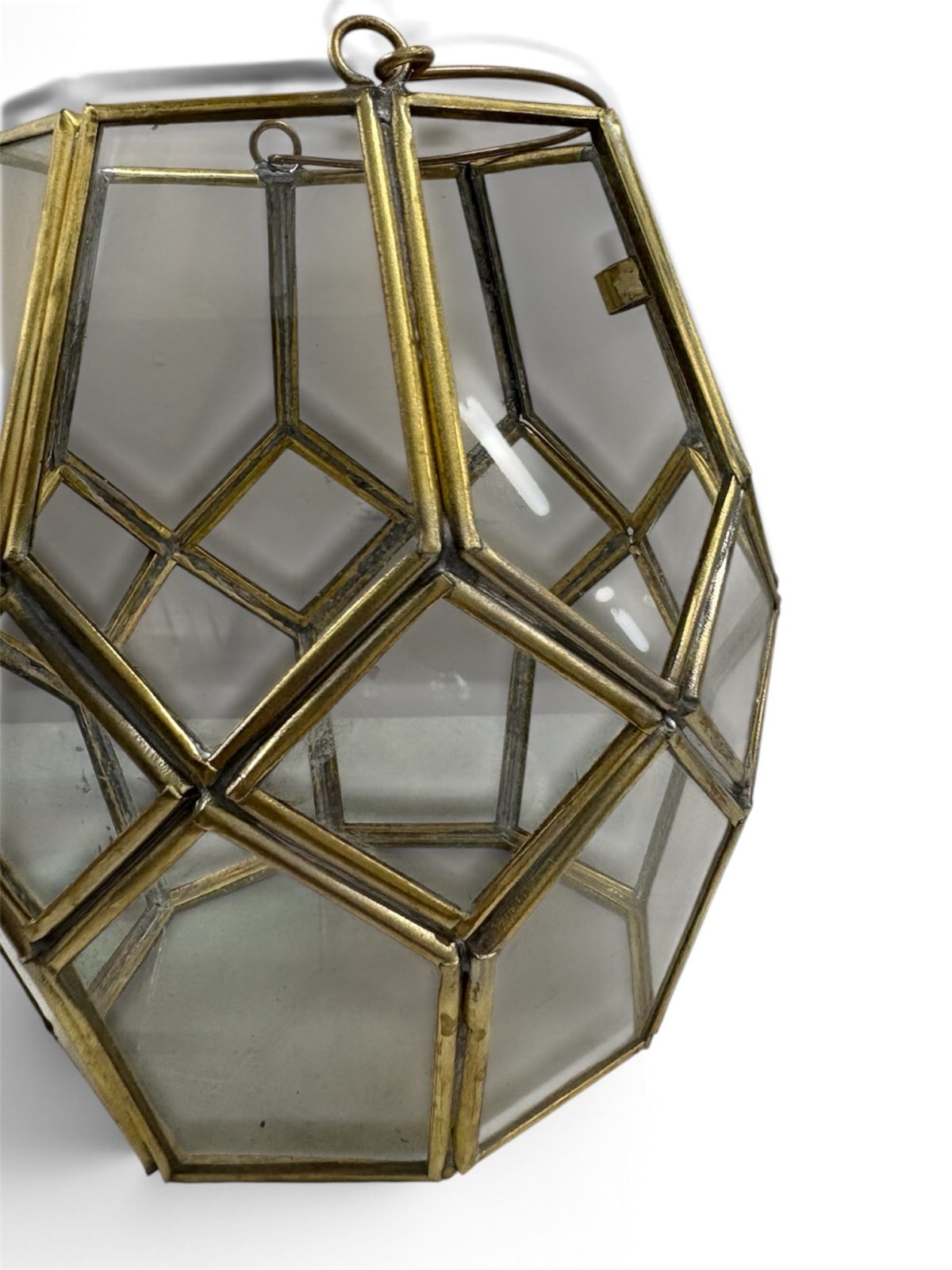 Lanterne en fer forgé doré et verre – Image 2